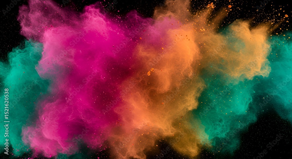 Fototapeta premium Vibrant Colorful Powder Explosion Against a Black Background