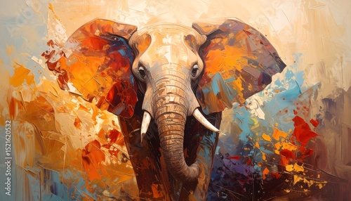 Fototapeta Naklejka Na Ścianę i Meble -  Abstract elephant painting with bold colors high resolution photo