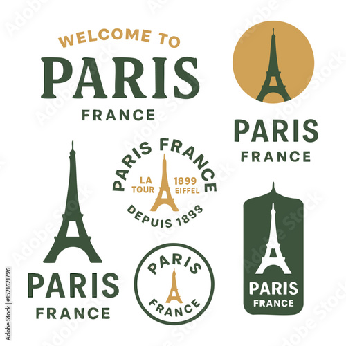 set of Paris city vintage labels