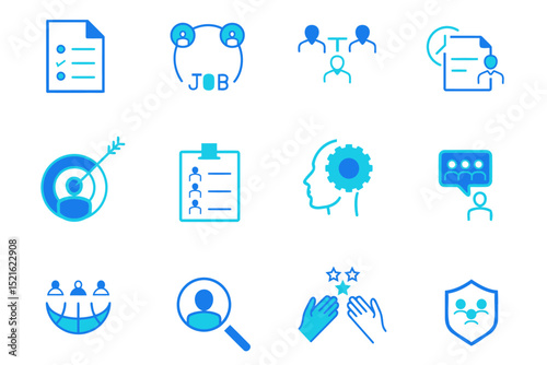 Human resources solid flat editable vector icons. recruitment, HR management, collaboration, teamwork,  employment, business, office  and company. Vector illustration