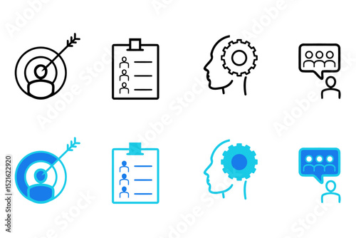 Human resources editable vector icons. recruitment, HR management, collaboration, teamwork,  employment, business, office  and company. Vector illustration