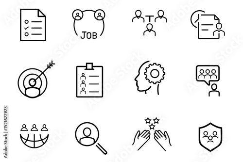 Human resources editable line vector icons. recruitment, HR management, collaboration, teamwork,  employment, business, office  and company. Vector illustration