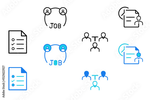 Human resources editable vector icons. recruitment, HR management, collaboration, teamwork,  employment, business, office  and company. Vector illustration