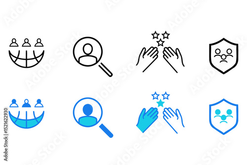 Human resources editable vector icons. recruitment, HR management, collaboration, teamwork,  employment, business, office  and company. Vector illustration