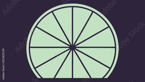 Abstract geometric circular design in mint green and dark purple color scheme