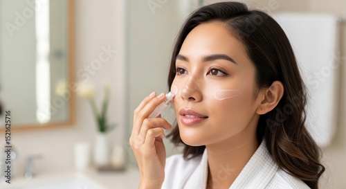 Radiant Skin A Woman Applying Moisturizer for Glowing Complexion