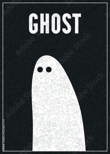 Textured minimalistic black and white ghost poster