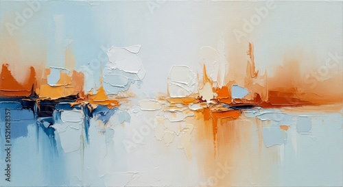 Abstract Oil Painting of a Colorful Landscape with Textured Brushstrokes