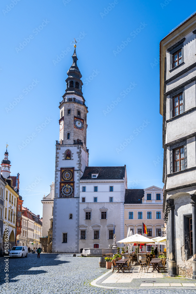 Obraz premium Blick über Untermarkt, Görlitz, Sachsen, Deutschland 