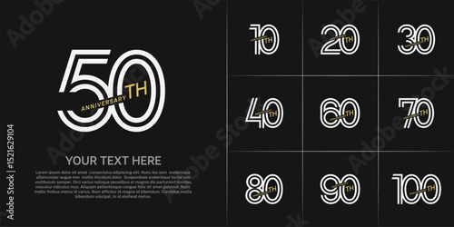 Anniversary logo type set with double line number. white and brown color can be use special moment