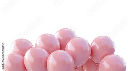 Pink balloons bunch on floor transparent PNG, isolated background cutout. Background copy space, balloon, festive, celebration, party, birthday graphic 8K photo