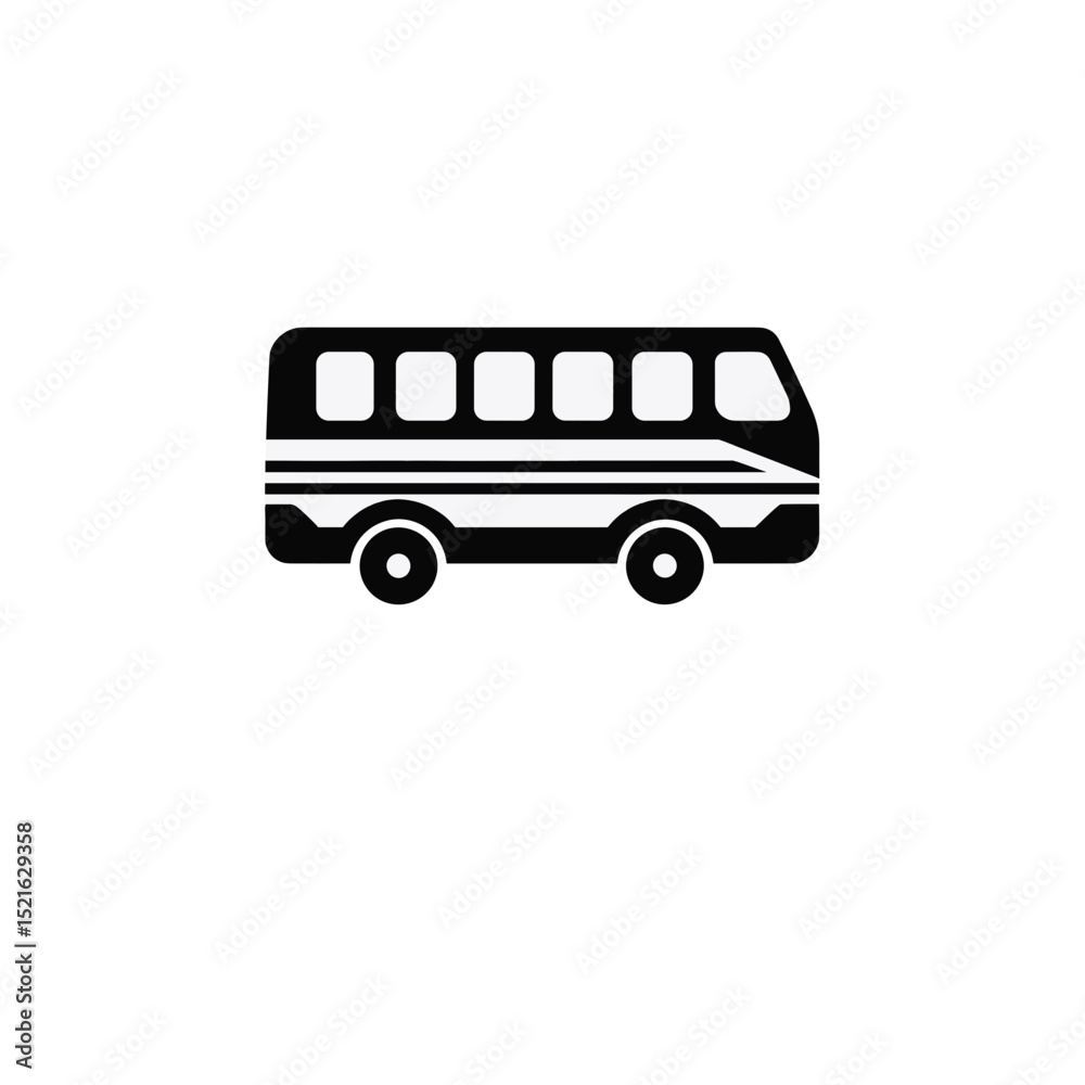 black and white electric bus icon on transparent background black and white electric bus icon on transparent background