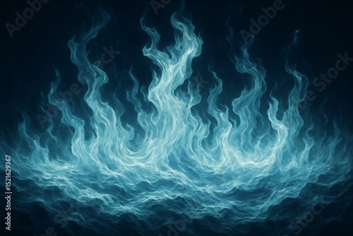 Ethereal blue flame or mist rising in darkness. Abstract energy or magical fire effect with dynamic movement and glowing atmosphere.