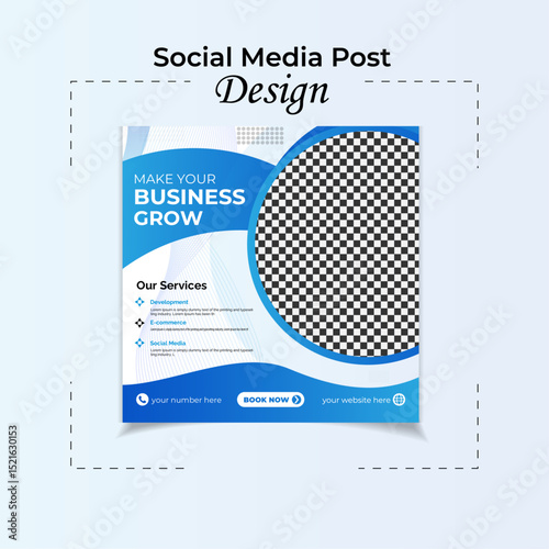 Business Growth Social Media Template with Circular Image Placeholder