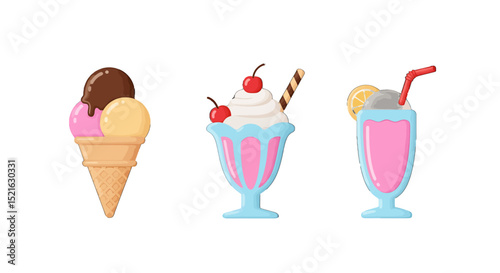 Colorful Ice Cream Treats and a Refreshing Drink Set