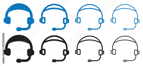 Headphones icon set. Headphones Solid and line icon.  Customer support symbol vector. vector illustration. eps file.