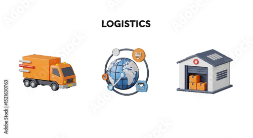 Global Logistics System with Truck and Warehouse