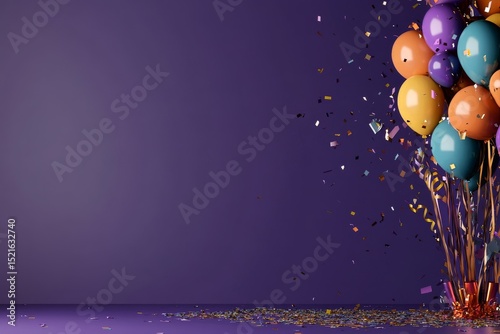 Colorful Balloons and Confetti Create a Festive Atmosphere for a Celebration ...