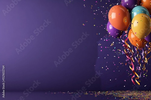 Colorful Balloons and Confetti Create a Festive Atmosphere for a Celebration ...