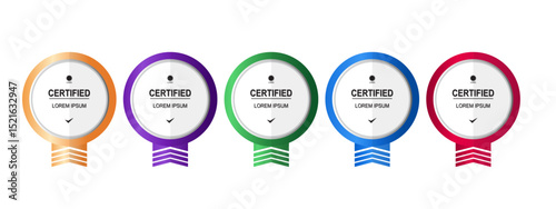 Set certificate badge circle or rounded vector editable