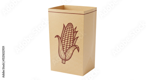 Isolated Paper Bag with Corn Design