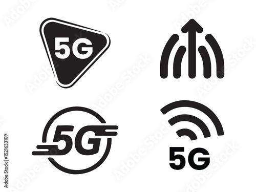 Four modern 5G network icons showcasing different design styles.