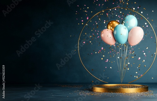 Colorful Balloons With Confetti Create Festive Atmosphere for Celebration Event