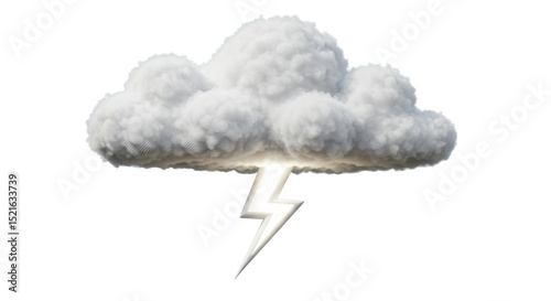 Isolated Dramatic Cloud with Lightning Strike