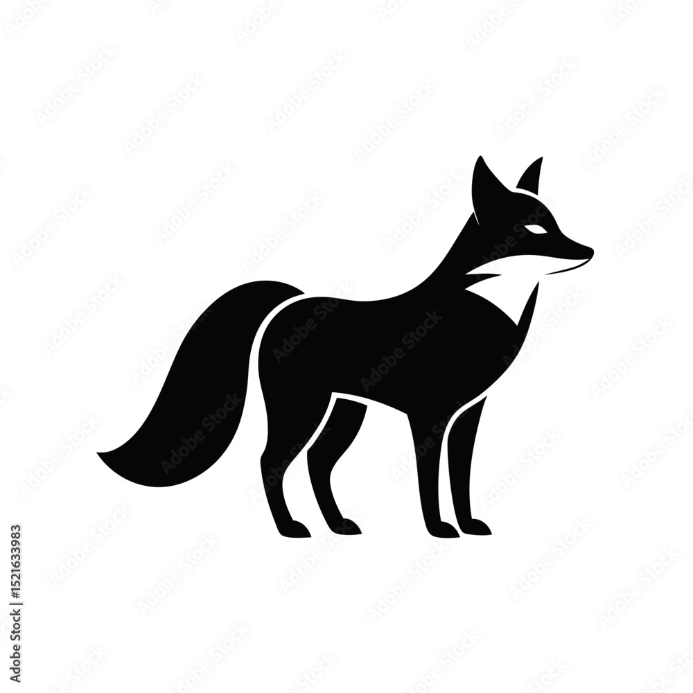 Fototapeta premium Stylized black fox silhouette logo design