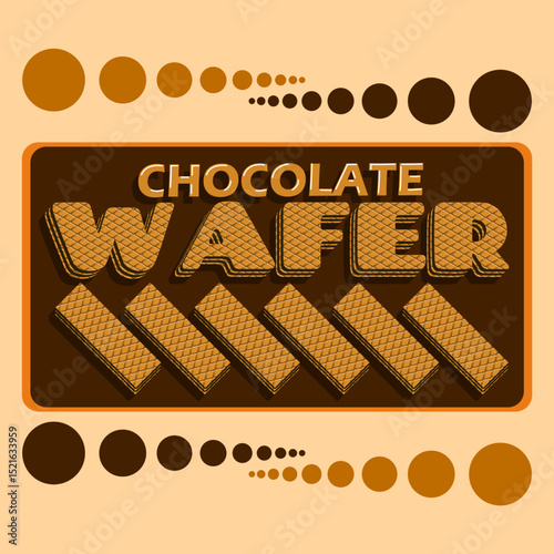 National Chocolate Wafer Day to celebrate on July 3rd. Bold text formed from wafers in frame on beige background. Snack event banner.