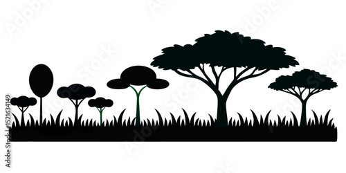 Silhouette of various trees representing a natural landscape.