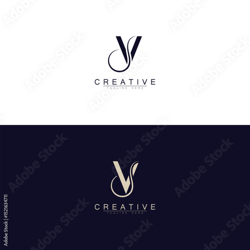 Alphabet Letters Icon Logo VJ, JV Monogram