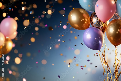 Colorful Balloons and Confetti Create a Festive Atmosphere for Celebration.