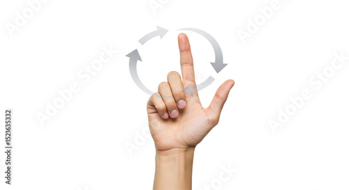 Isolated Hand with Rotating Arrows Symbol