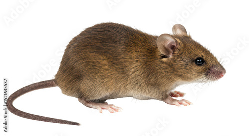 Isolated Brown House Mouse with Long Tail