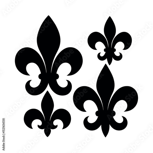 Fleur de lis symbol silhouette set