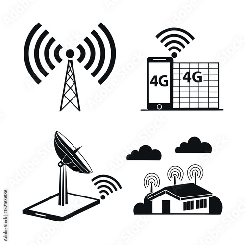 Wireless Communication Technology Icons