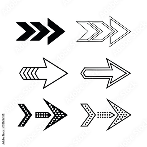 Set of black and white arrow icons