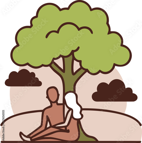 Romantic Couple Silhouette Under Tree at Sunset