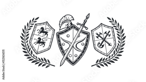 Medieval Knight Shield and Sword Emblem