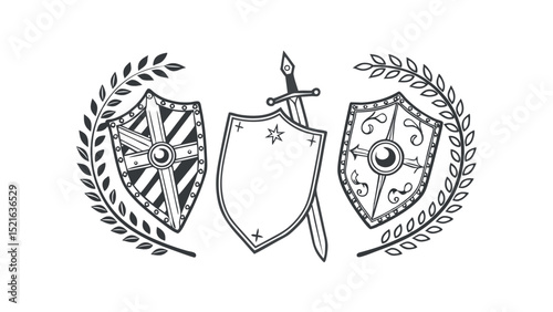 Medieval Shields and Sword Emblem