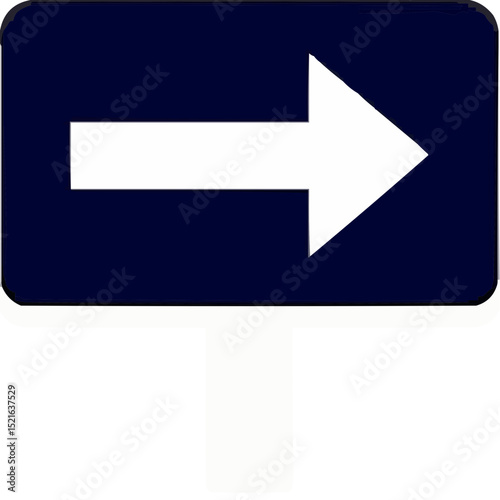 Directional arrow on blue sign indicating right turn  