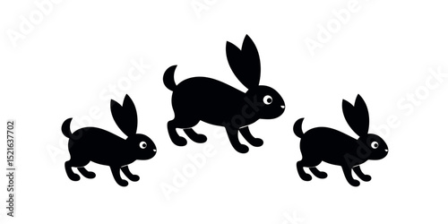 Three Silhouettes of Bunnies