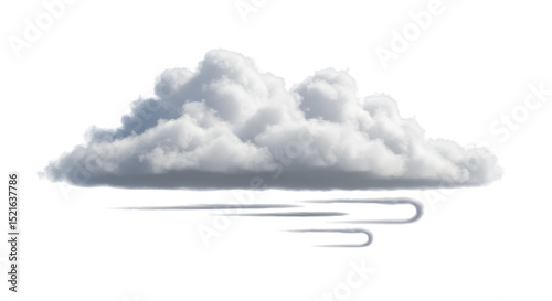 Isolated Cumulus Cloud with Wind Streaks Majestic Sky