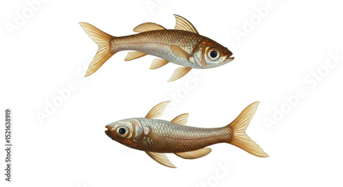 Isolated Two Silver Fish Swimming Wildlife