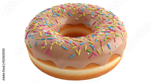 Isolated Delicious Donut Glazed with Caramel and Sprinkles