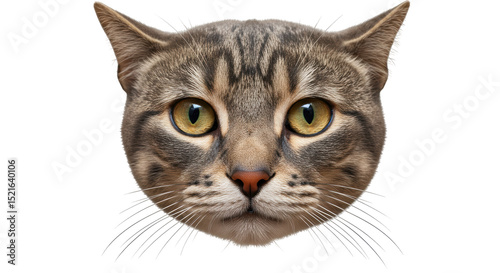 Isolated Detailed Close-up of a Gray Tabby Cat Face
