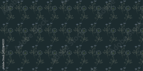 Hand-Drawn Floral Seamless Pattern with Soft Colored Outlines
