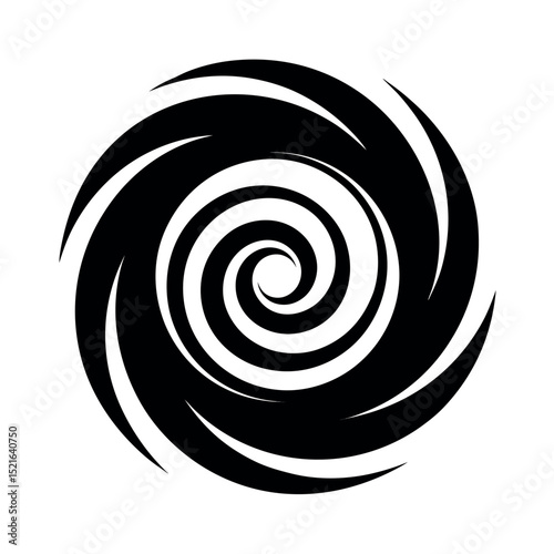 Black spiral vortex swirl icon vector illustration. Abstract hypnotic whirlpool symbol design for tattoos, logos, stickers, and graphic elements.