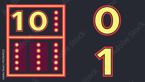 Conceptual binary code design elements with numbers zero and one in bold style